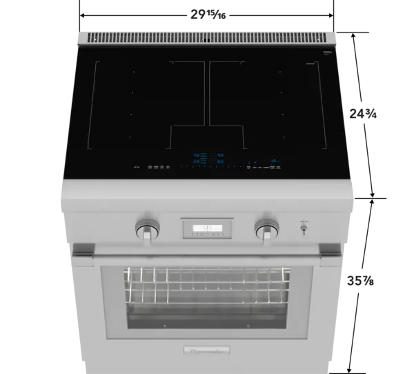 Thermador 30 inch induction range with measurements PRI36LBHU