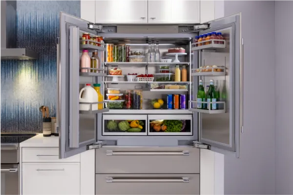 new bottom freezer refrigeration door open