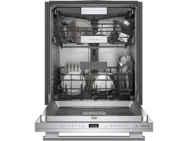 thermador sapphire stainless steel dishwasher with masterpiece handle 