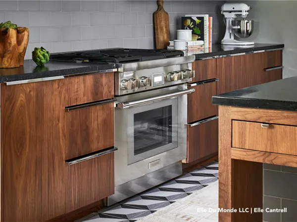 Thermador smart ranges wifi ranges in brown wood black countertop kitchen