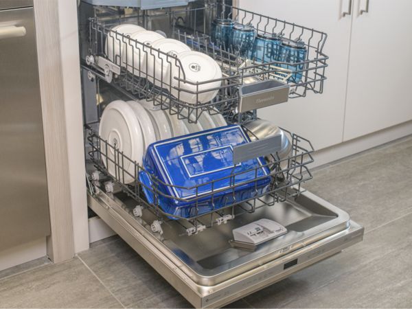 thermador smart dishwasher wifi dishwasher open with serveware inside