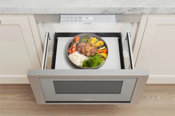 Thermador Built-in Microwave oven with food on plate 