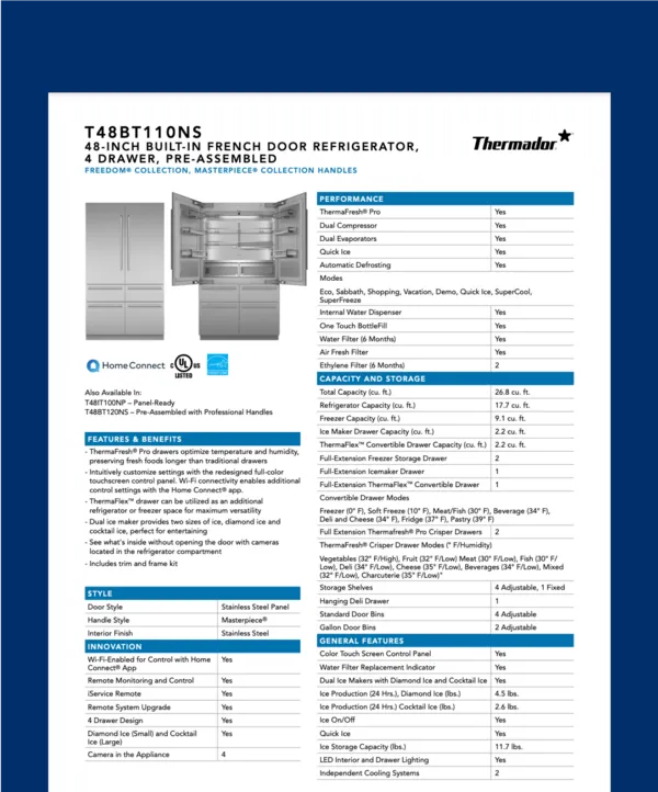 thermador designer resources product spec sheets