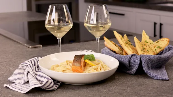 Thermador recipe seared salmon with creamy lemon fettucini