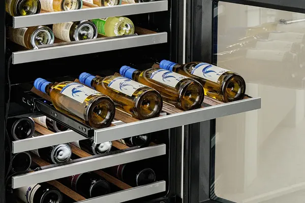 thermador glass door wine refrigerators under counter full extension racks