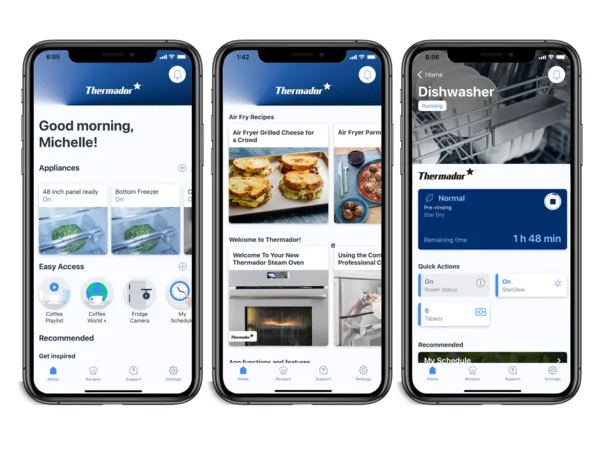 thermador kitchen remodel home connect 2.0 three phone screens