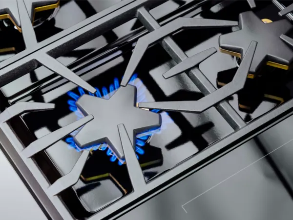 blue star burner flames on