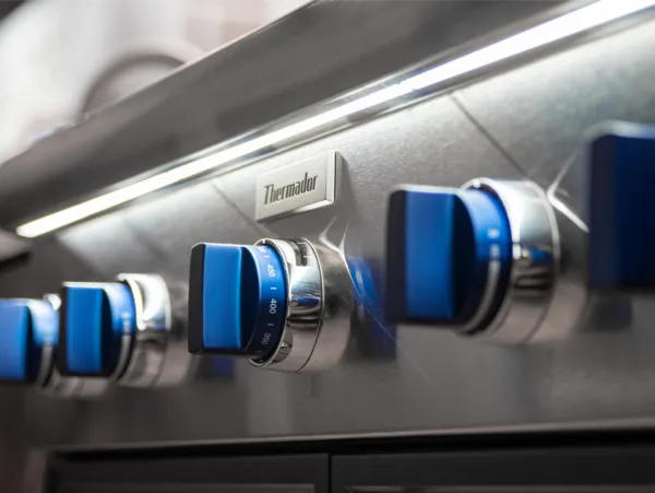 blue range knobs thermador logo