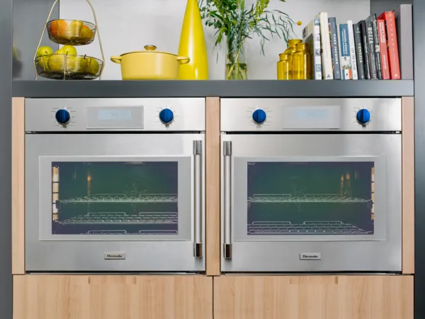 thermador wall ovens blue knobs side by side oven