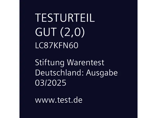 Testurteil Gut (2,0) LC87KFN60 Stiftung Warentest Deutschland: Ausgabe 03/2025