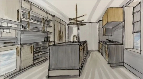 thermador kips bay christopher peacock main kitchen sketch