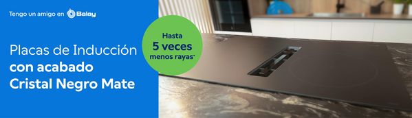 Placas de inducción con acabado cristal negro mate Balay