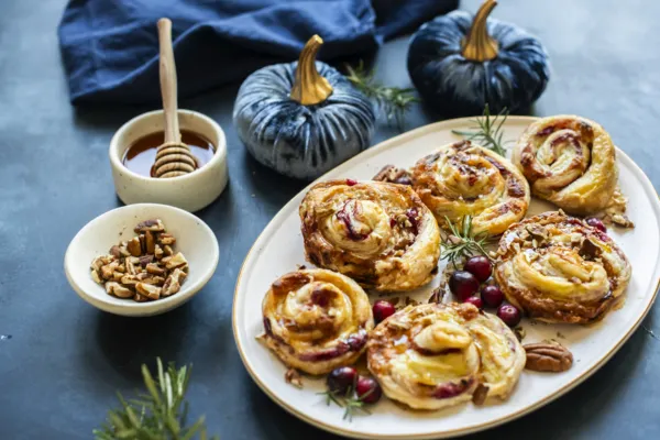 Brie Cranberry Pinwheel Puffs