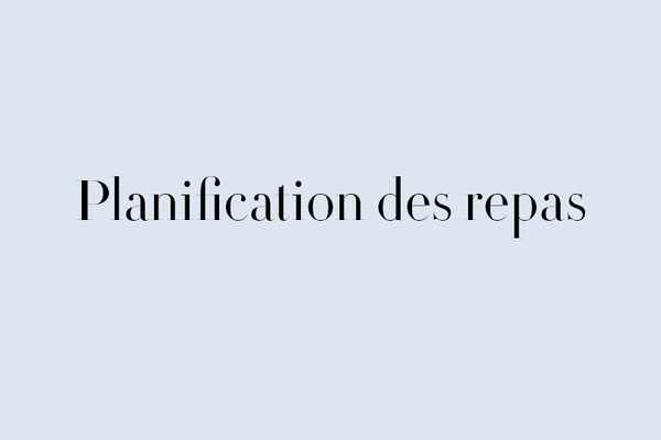 Planification du menu