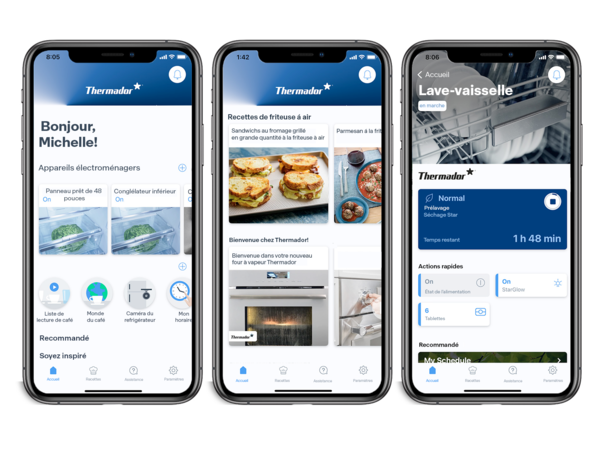 thermador rénovations de cuisine home connect 2.0 trois écrans de téléphone