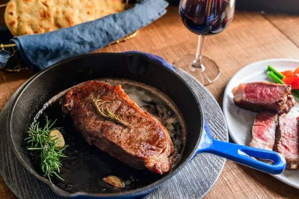 Garlic Herb New York Steak made by air sous vide