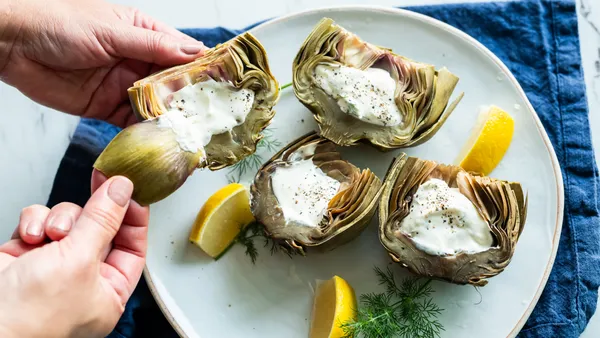 Artichokes cooked by air sous vide