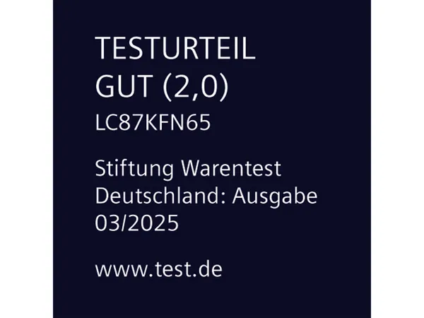 Testurteil Gut (2,0) LC87KFN65 Stiftung Warentest Deutschland: Ausgabe 03/2025