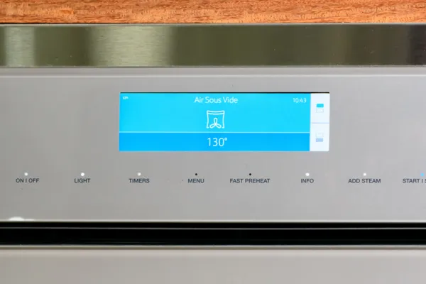 thermador air sous vide mode close up of masterpiece oven screen and controls