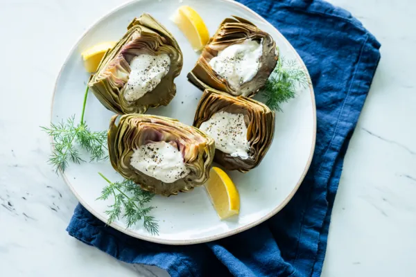 thermador air sous vide mode vegetables with blue napkin