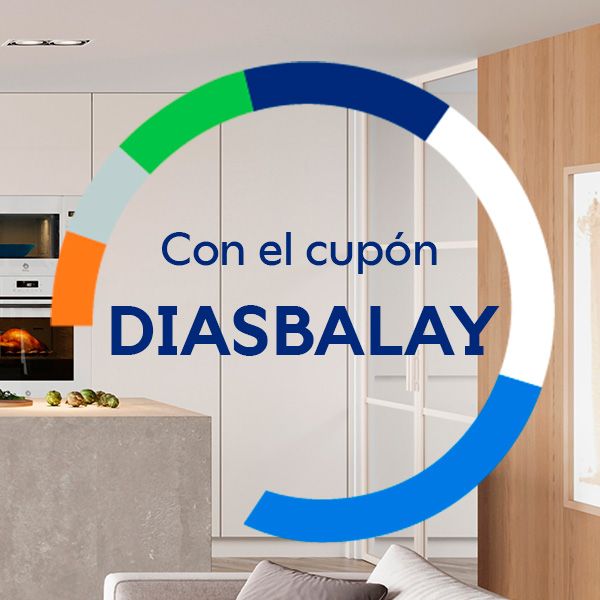 Imagen circular azul con texto blanco "Con el cup&oacute;n" y texto verde