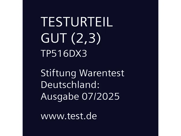 Kaffeevollautomat TP516DX3 wurde im Test 07/2025 der Stiftung Warentest Deutschland mit dem Testurteil GUT (2,3) bewertet