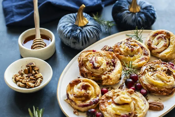 Brie Cranberry Pinwheel Puffs