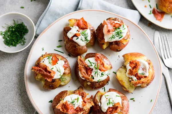 Smashed Red Potatoes with Crispy Prosciutto
