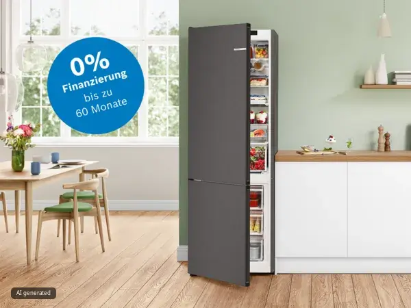Bosch Kühlschrank mit Hinweis zur 0% Finanzierung bis zu 60 Monate