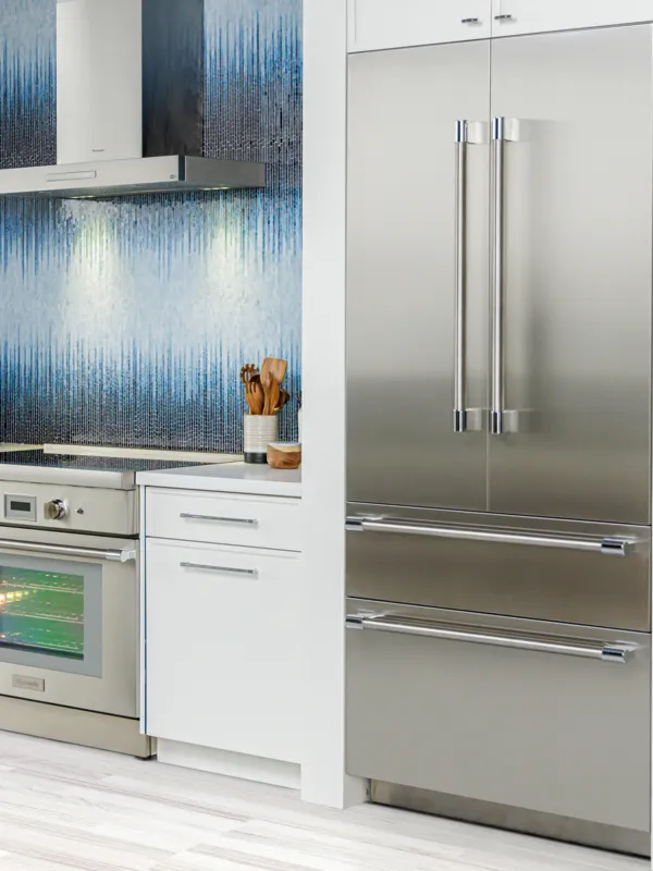 thermador smart refrigerators wifi wine column wall oven masterpiece collection in light oak kitchen