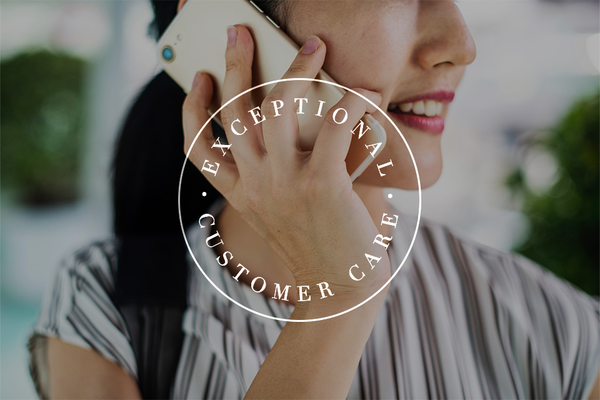 Woman on phone - exceptional customer care