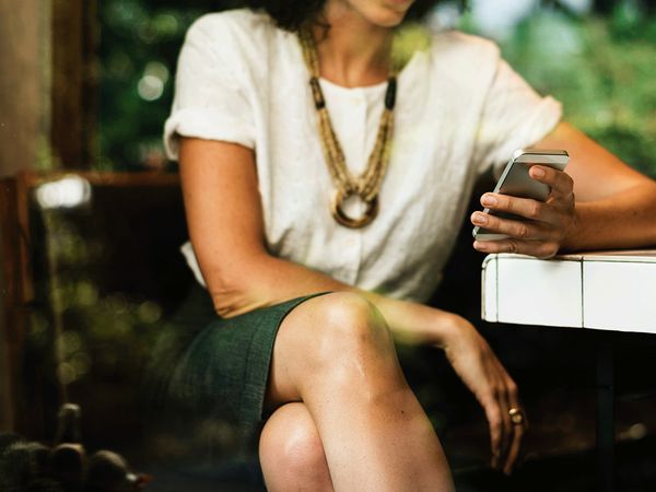 Woman looking at phone 