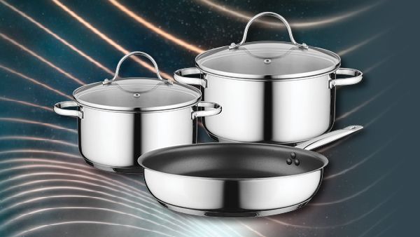 Three pots and pans together