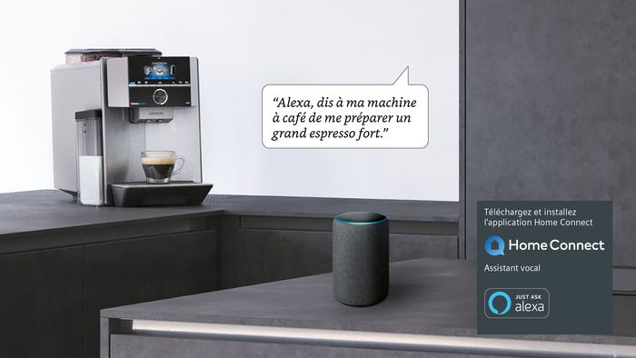 Communiquez avec votre machine à café Home Connect grâce à Amazon Alexa.