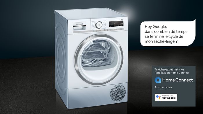  Pilotez votre sèche-linge connecté grâce à votre voix avec l'Assistant Google.