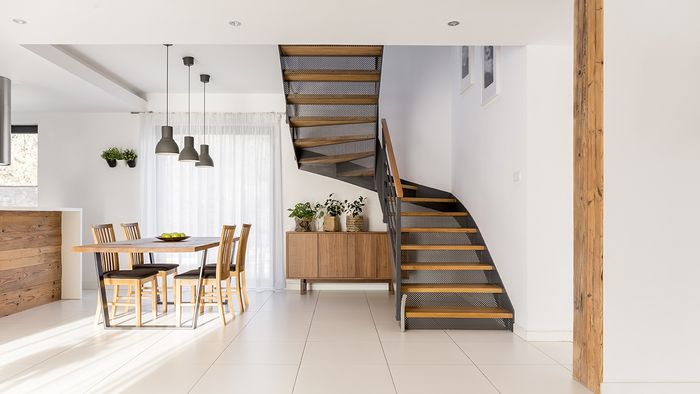 Living space with stairs