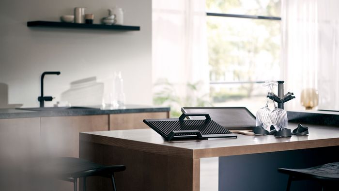 Accessories laid on top of kitchen counter