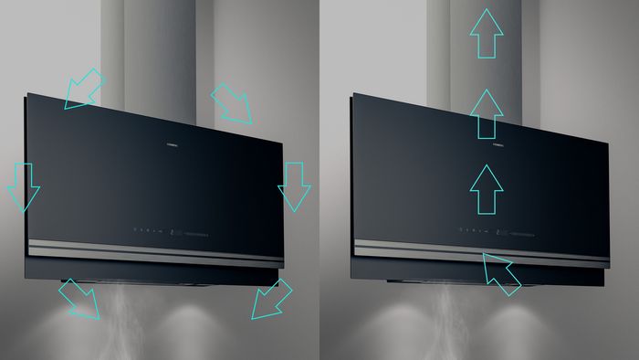 איור של שני סוגי אוורור שונים של קולטות אדים.