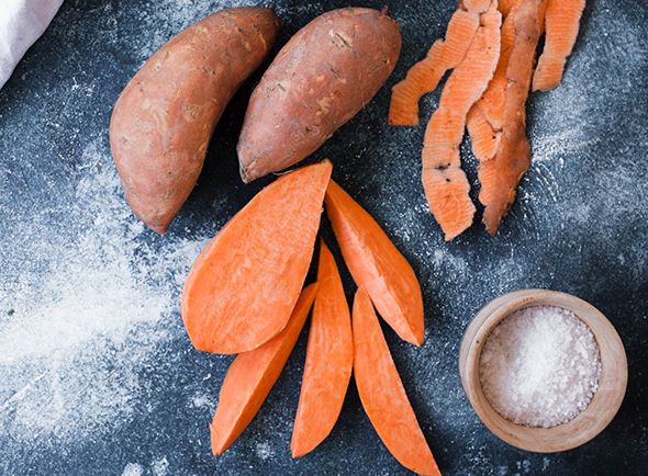 Sweet Potatoes that have been peeled and sliced