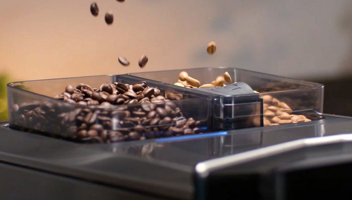 Coffee beans in machine
