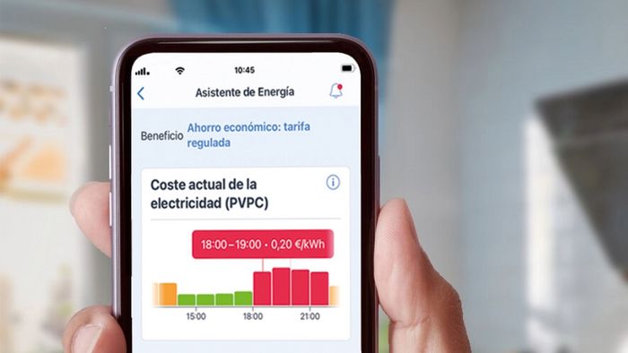 Detalle del asistente de energ&iacute;a mostrando las franjas horarias con menor precio de la electricidad para un hogar con contrato de tarifa regulada 