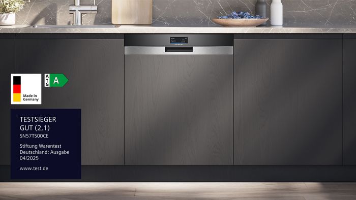Siemens teilintegrierte Spülmaschien SN57TS00CE ausgezeichnet von Stiftung Warentest