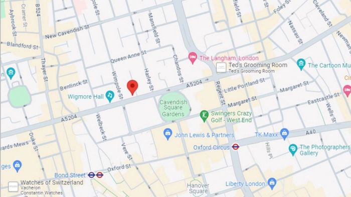 London showroom on the map