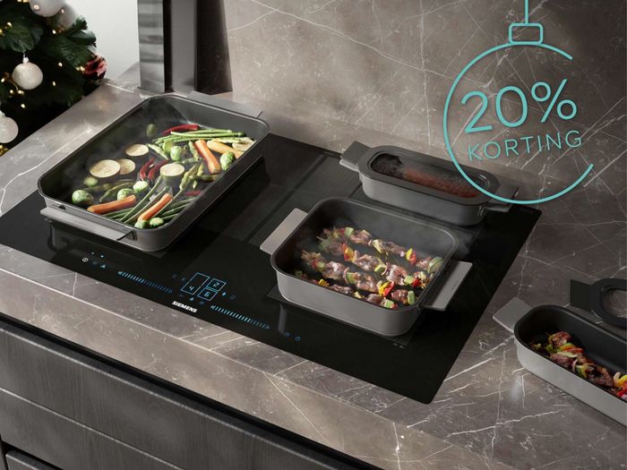 Siemens kookplaat met 4 flexpannen in verschillende grootte met actiebutton 20% korting