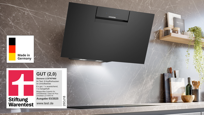 Siemens Kopffreihaube LC87JFN60: Dunstabzugshaube Test 2025 mit Stiftung Warentest-Auszeichnung