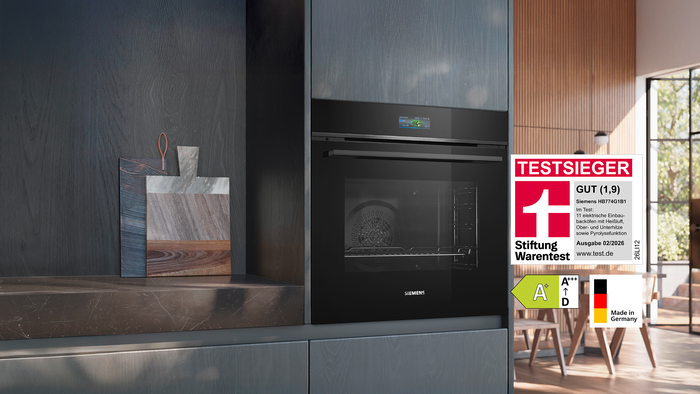 Siemens iQ700 Einbau-Backofen HB774G1B1, Made in Germany, Stiftung Warentest-Testsieger mit Energieeffizienzklasse A+