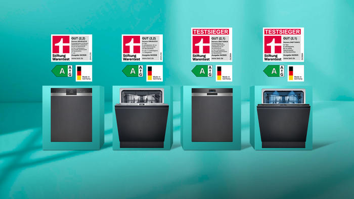 Vier Siemens Geschirrsp&uuml;ler, die von Stiftungwarentest als Testsieger benotet wurden