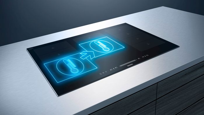 Placas Siemens - Mova os seus recipientes para cozinhar. A configuração de calor mantém-se.