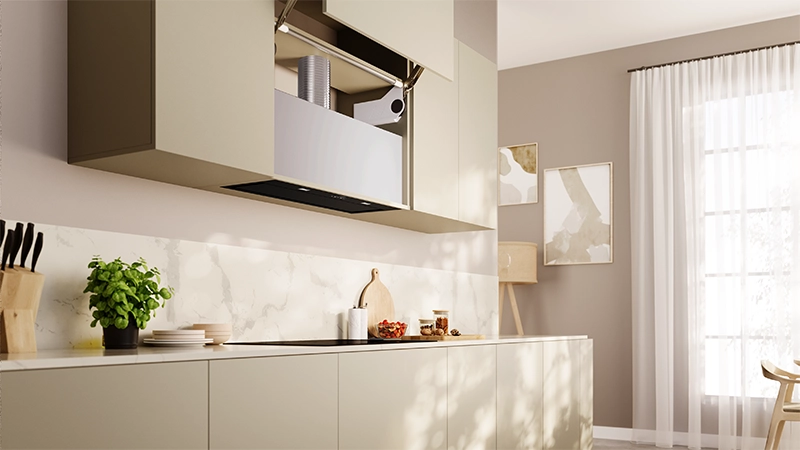 Į spintelę montuojami garų rinktuvai