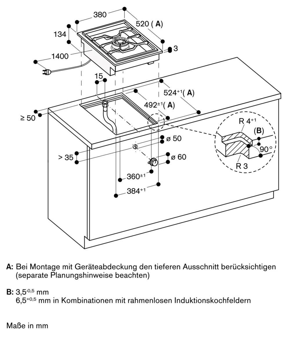 Serie 400 Vario Gaskochfeld 38 cm Erdgas 20 mbar - Thumbnail 26